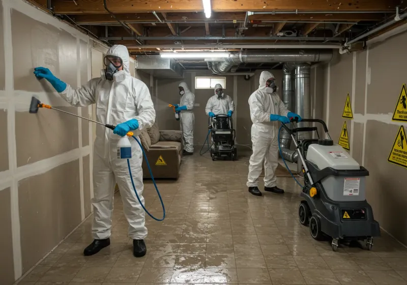 Basement Moisture Removal and Structural Drying process in Mulberry, NC